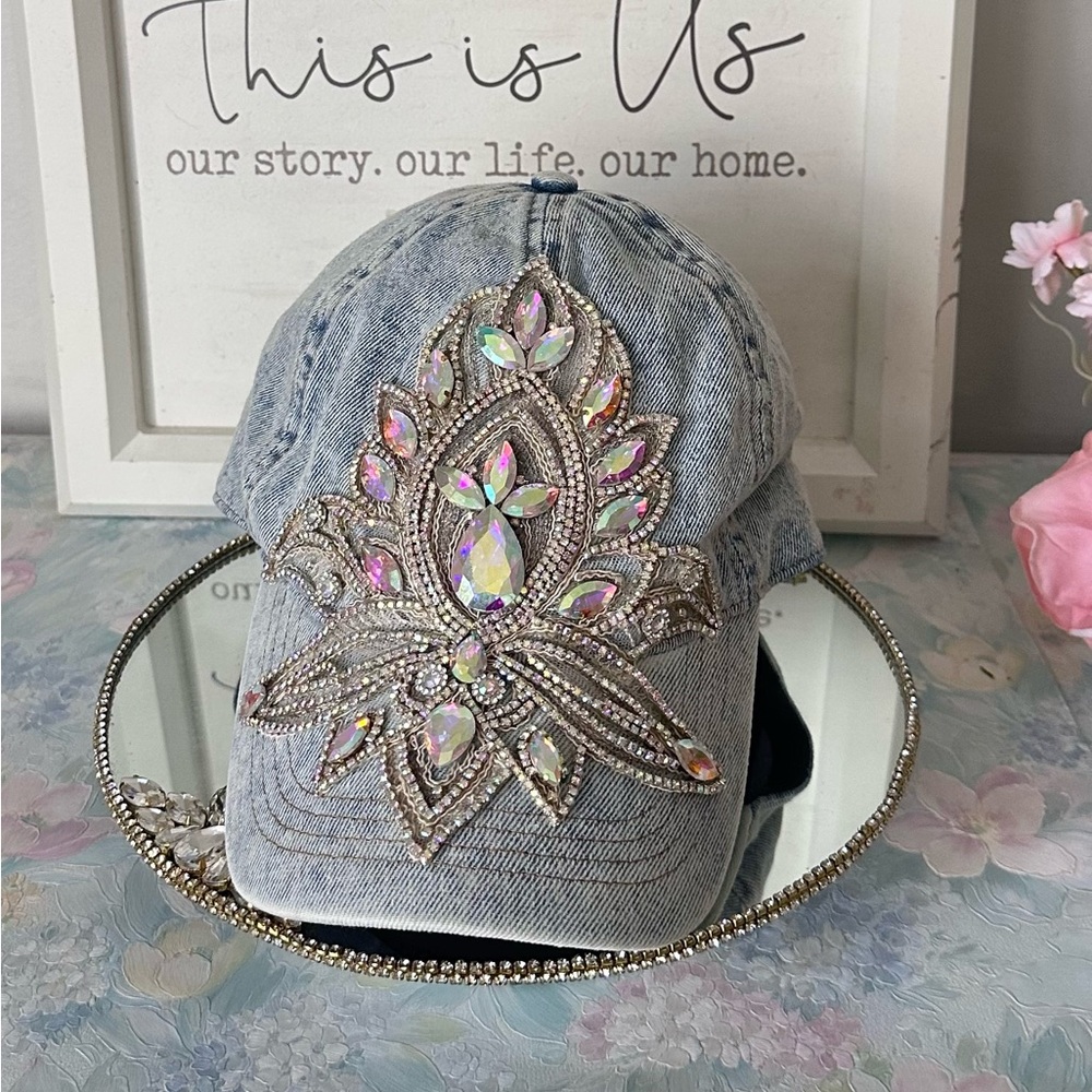 Embellished Denim Cap Handmade